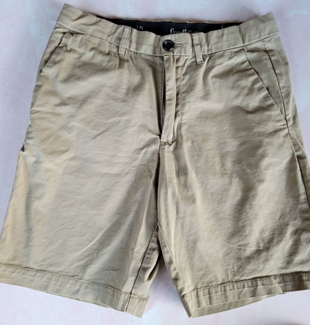 Goodfellow & Co 30 mens khaki tan beige shorts wrinkle resist added stretch 9" I